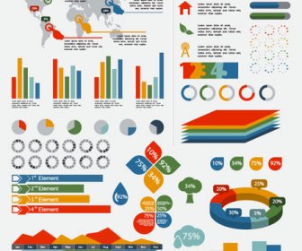 set Infografis dan grafik elemen vektor