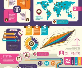 set Infografis elemen gaya retro