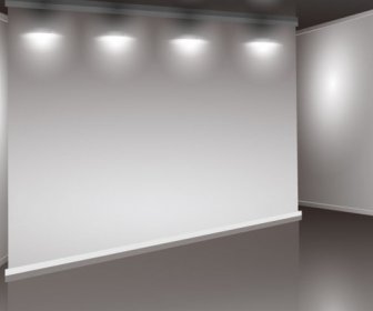 인테리어 쇼 룸 및 빛 벽 벡터 배경 세트