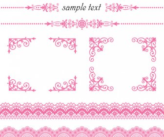 Set Of Lace Ornament Mix Vector