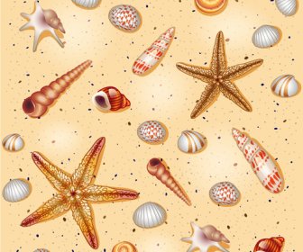 小さな海生動物のシームレスなパターン ベクトルのセット