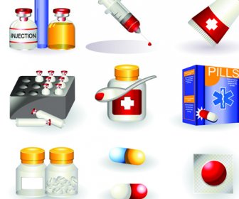 Set Of Medicine Elements Icons Vector