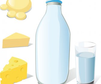 Set Of Milk And Cheese Design Vector Graphics