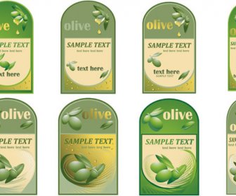 Set Minyak Zaitun Label Stiker Vektor
