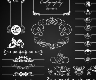 Set Of Ornate Calligraphy Border Pattern Vector
