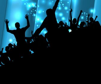 Set Of People At A Party Silhouettes Vector