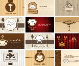 Conjunto De Restaurant8 Vectot De Cartões De Café