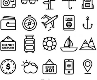 Set Of Simple Travel Icons