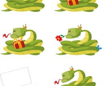 Set Of Snake New Year Design Elements Vector
