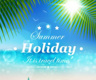 Set Of Summer Holidays Elements Vector Background