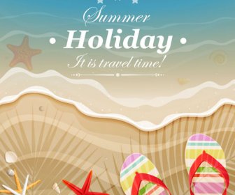 Set Of Summer Holidays Elements Vector Background