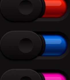 Set Of Switch Buttons On The Dark Background