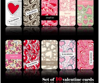 Set Of Valentine Heart Shaped Cards Vector