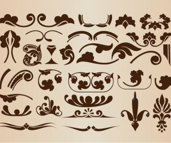 Set Di Elementi Decorativi Floreali Di Vettore Per Progettazione
