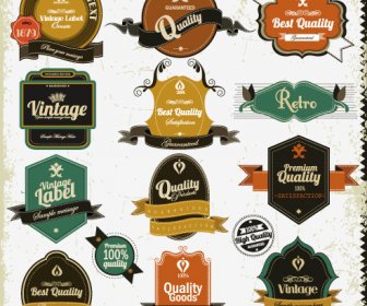 Conjunto De Vector De Etiquetas Vintage Badges8