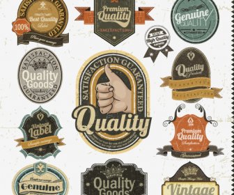 Set Of Vintage Badges8 Labels Vector
