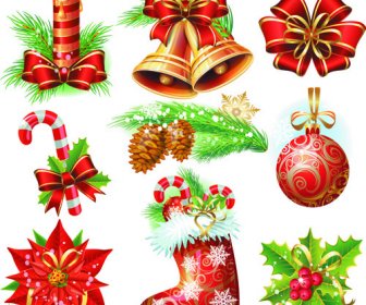 Set Of Vintage Christmas And New Year13 Decor Illustration Vector
