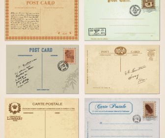 Conjunto De Vector De Elementos Vintage Tarjetas Postales