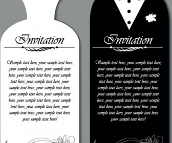 Set Of Wedding Invitation Cards Elements Vector Graphics