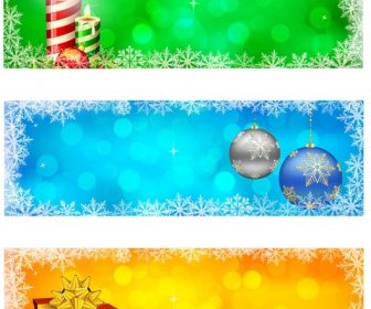Conjunto De Inverno Natal Bandeiras Ilustração Vetorial