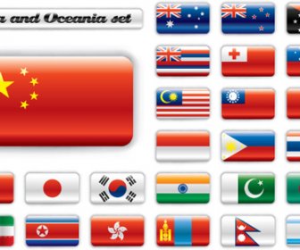 Conjunto De Mundo Banderas Iconos Mezcla Diseño Vector