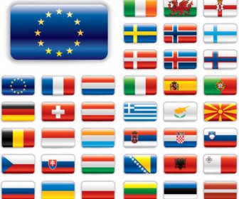 Set Of World Flags Icons Mix Design Vector