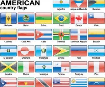 Set Dunia Bendera Ikon Campuran Desain Vektor