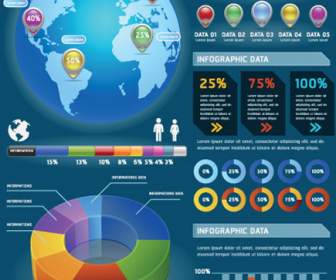 Set Tahun Infographic Dan Diagram Vektor