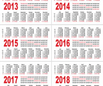 Set Of1318 Calendars Template Vector Graphic