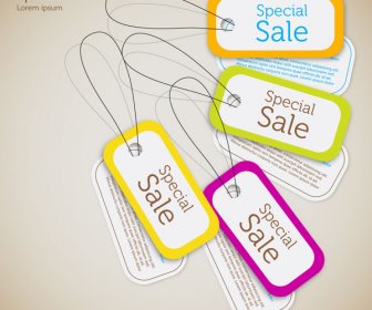 Sets Of Cardboard Sale Tags With Color Frames
