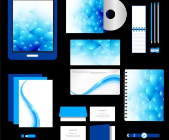 Sets Of Corporate Identity With Blue Bokeh Background