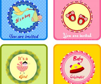 Conjuntos De Cartões De Convite De Chuveiro De Bebê Fofo