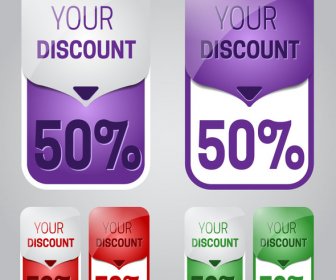 Sets Of Different Color Discount Labels