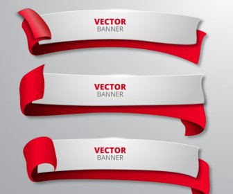 Sets Of 3d Banners Vector With Curved Ribbons