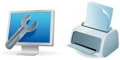 Setting Computer And Printer Highly Detailed Icon Set Vector