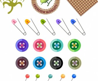 Sewing Work Design Elements Colorful Logo Tool Accessories Design