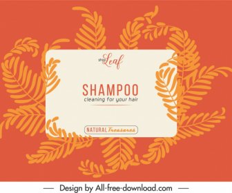 洗髮水標籤範本經典橙葉裝飾。