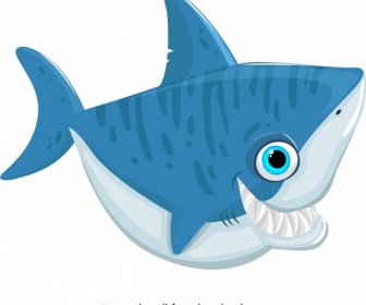 ícone Da Criatura Do Tubarão Esboço Engraçado Do Personagem Dos Desenhos Animados