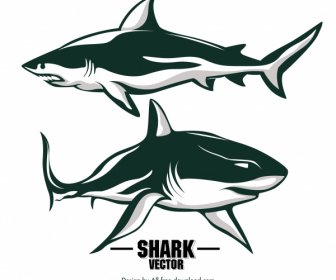 ฉลามไอคอนภาพร่าง Handdrawn คลาสสิก