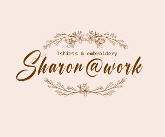 Template Logo Sharonwork Dekorasi Bunga Simetris Elegan Klasik