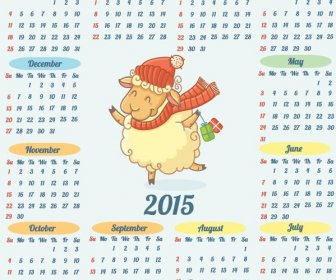 Sheep In Christmas Dress In Center Of15 Vector Calendar
