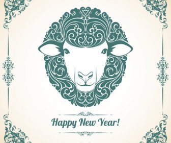 綿羊新 Year15 復古向量背景