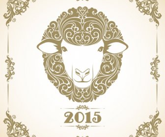 羊の新しい Year15 レトロなベクトルの背景