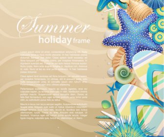 Conchas Y Starfishe Vacaciones Elementos Vector Frame