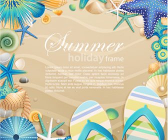 Shells And Starfishe Holiday Frame Elements Vector