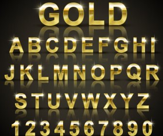 Shining Gold Letters And Numbers Vector