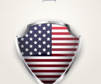 Escudo Americano Brillante Colgado En La Pared