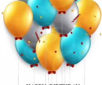Balão Brilhante Feliz Aniversário Projeto Vector