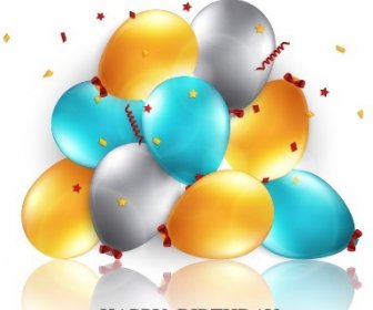 Shiny Balloon Happy Birthday Design Vector