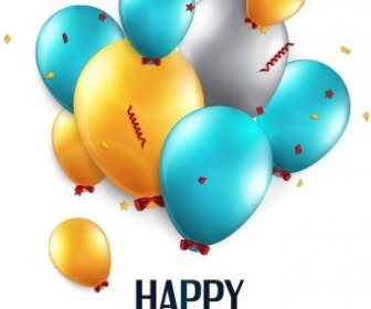 Balão Brilhante Feliz Aniversário Projeto Vector